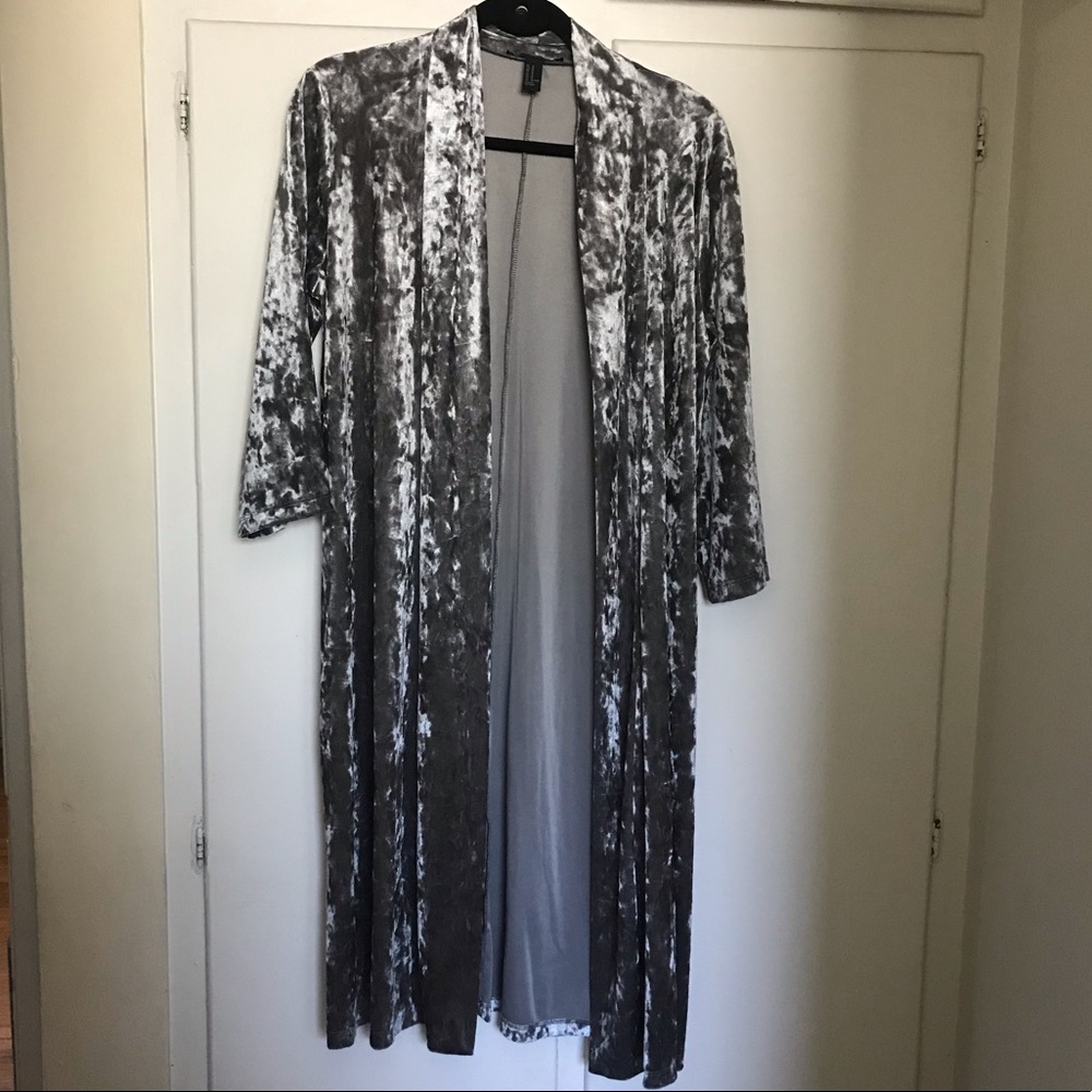 Crushed velvet duster cardigan